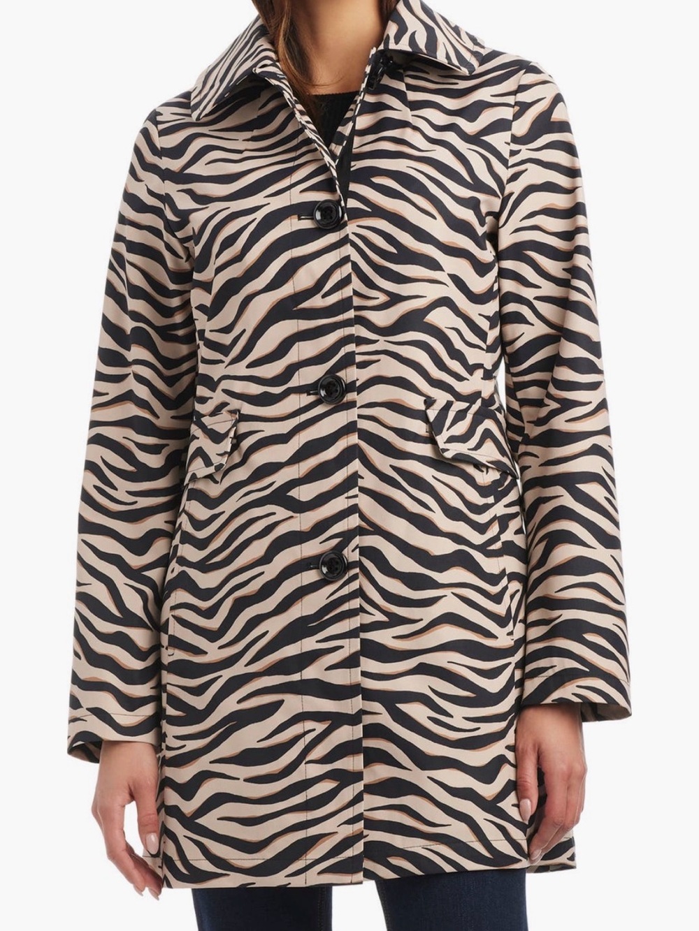 🦓New Kate Spade Zebra-Print Water Resistant Trench Coat- Size XL🦓